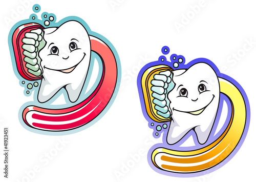 Cartoon toothbrush and paste