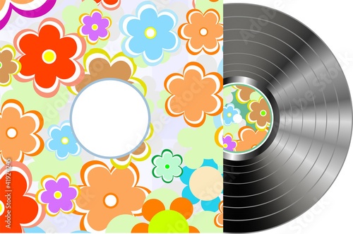 Vinyl disc cover in texture flowers wrapping