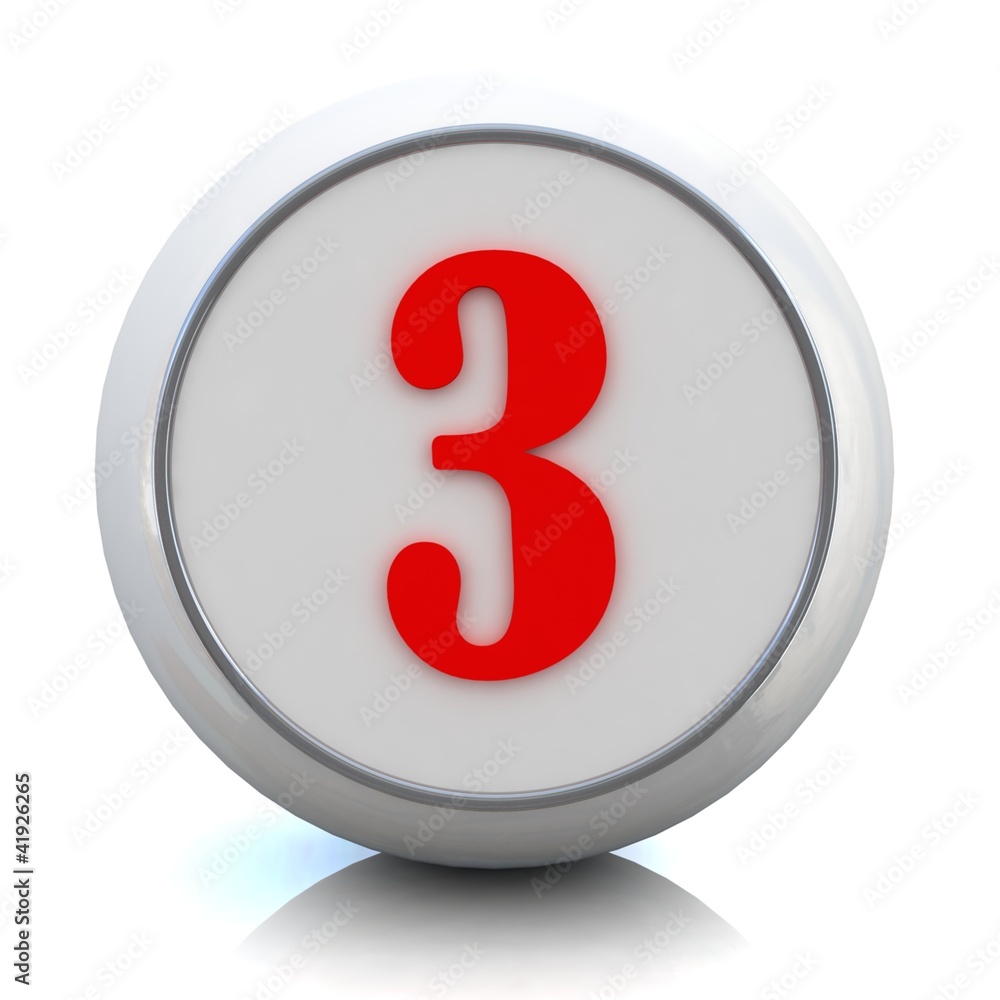 3d button with number 3d button with number