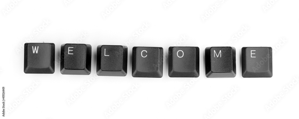 Keyboard keys saying welcome isolated on white Keyboard keys saying welcome isolated on white