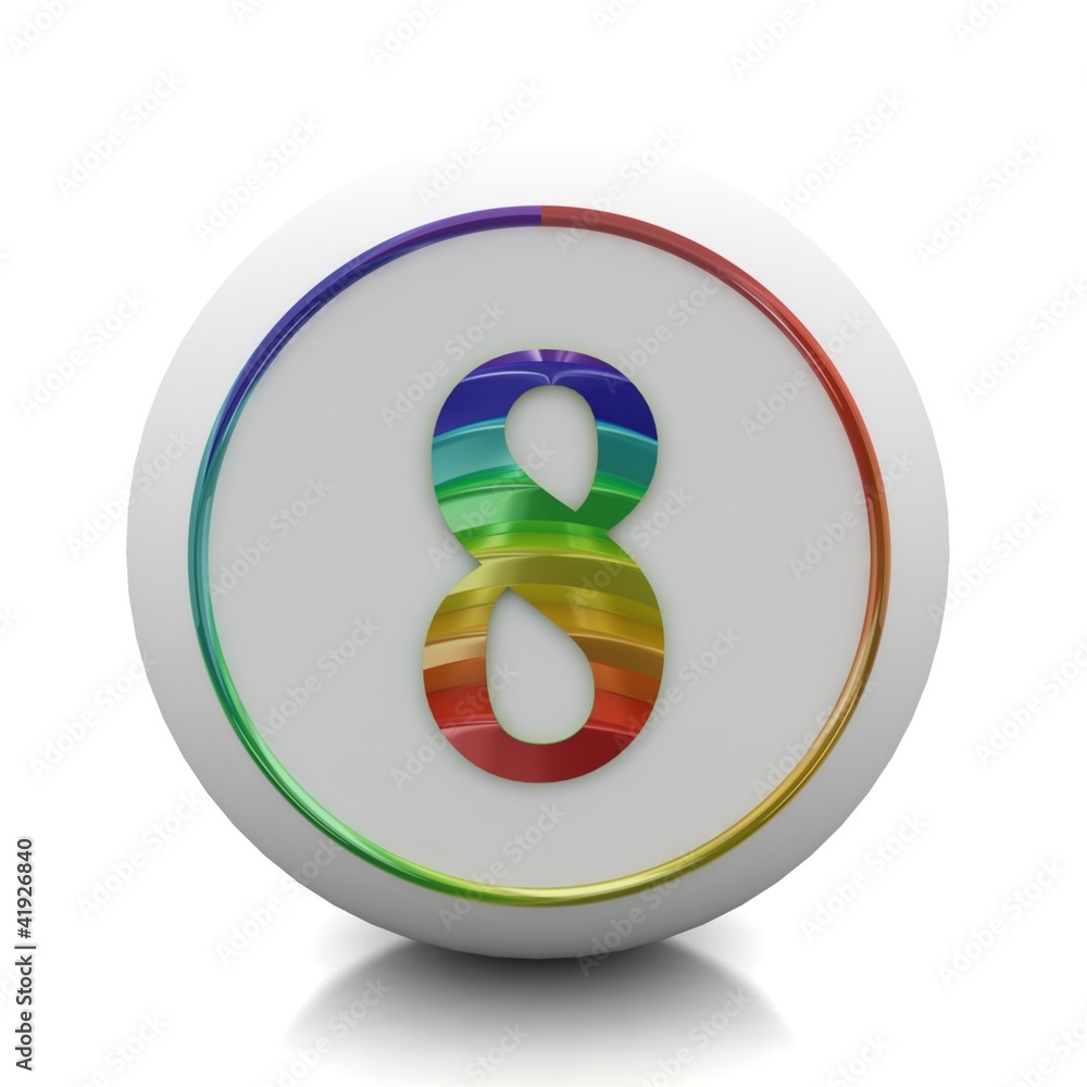 3d rainbow button with number 3d rainbow button with number
