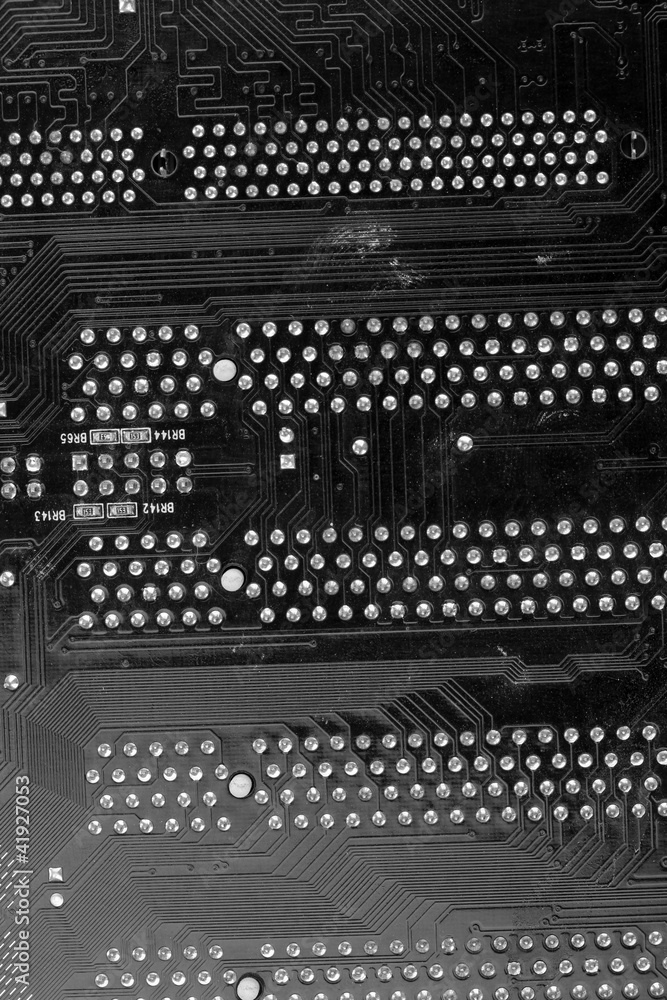 Modern electronic board. Motherboard close-up