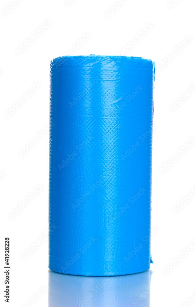 Roll of blue garbage bags isolated on white Roll of blue garbage bags isolated on white