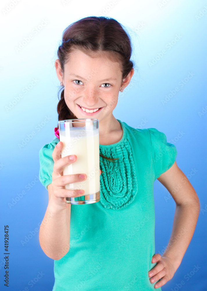 Portrait of beautiful little girl withglass of milk Portrait of beautiful little girl withglass of milk