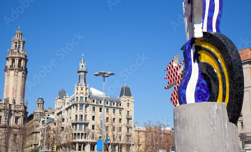 pop statue head of Barcelona Roy Lichtenstein