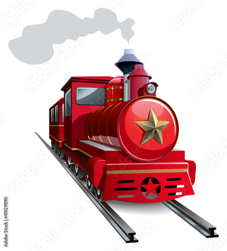 Old steam locomotive with golden star, vector