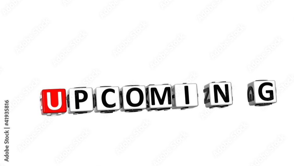 3D Events Upcoming Crossword on white background 3D Events Upcoming Crossword on white background