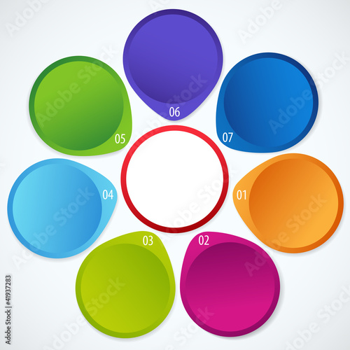 Conceptual illustration of colorful circular banners with arrows