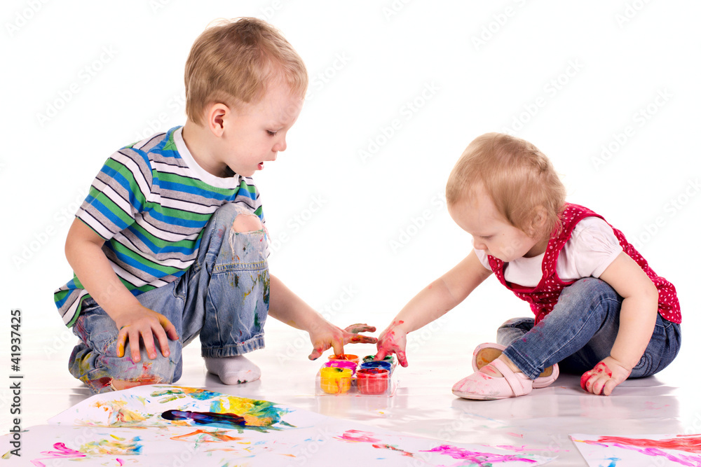 little children are drawing with hands little children are drawing with hands