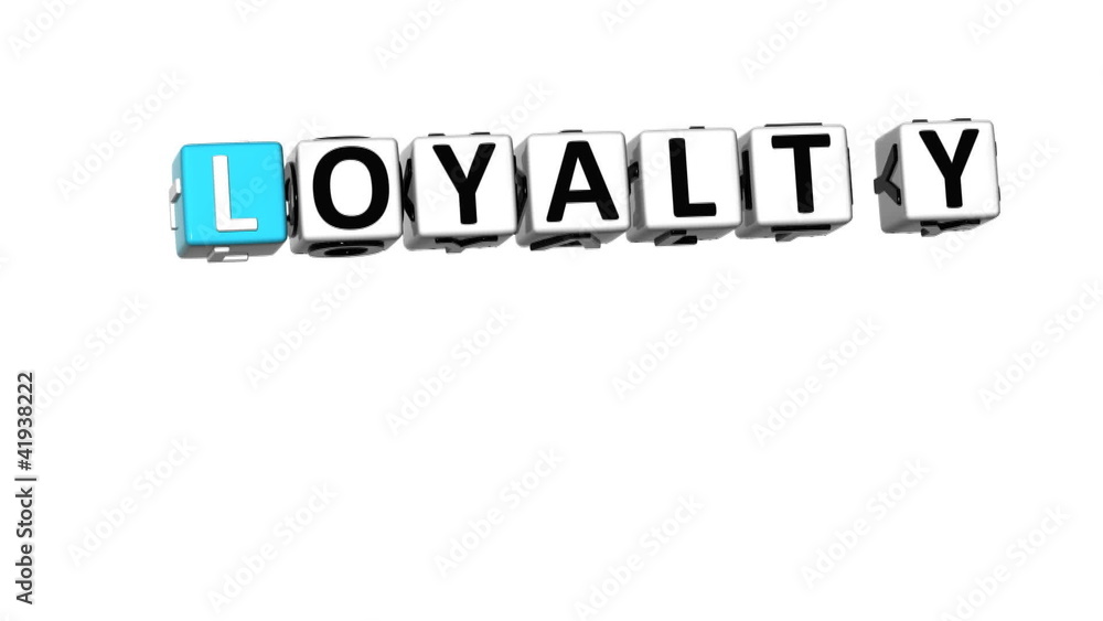 3D Focus Loyalty Crossword on white background 3D Focus Loyalty Crossword on white background