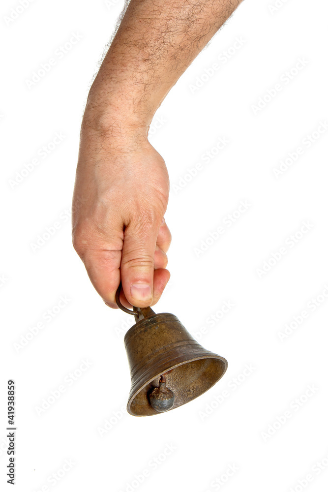 Hand holding bell Hand holding bell