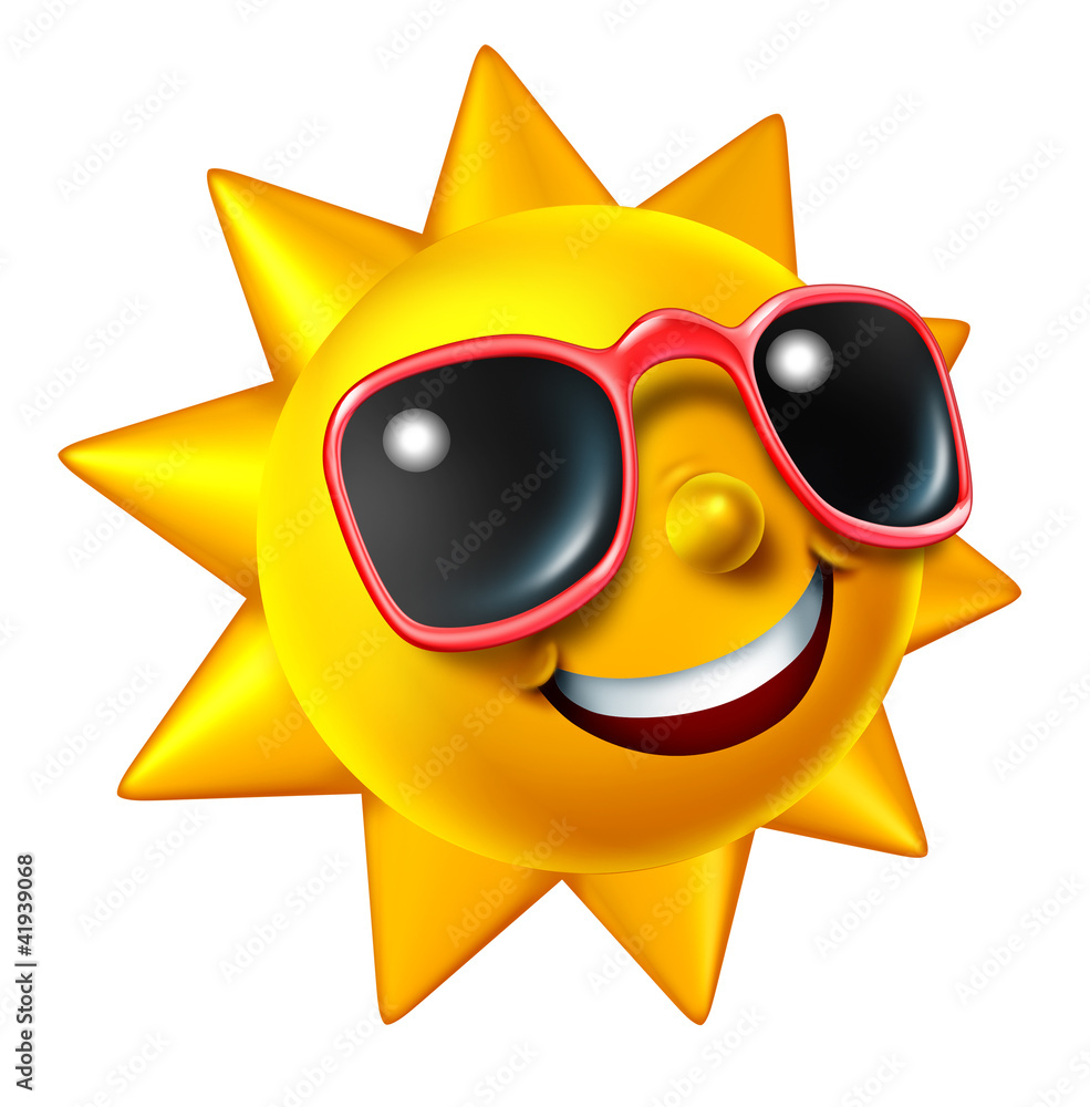 Smiling Summer Sun Character - obrazy, fototapety, plakaty 