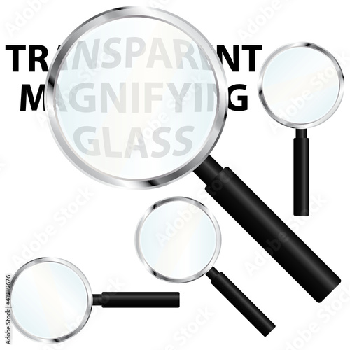 Magnifiers set with transparent glasses.
