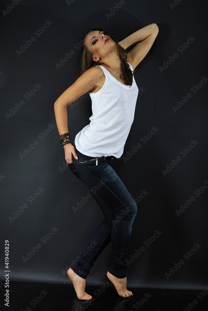 beautiful girl model in white tanktop beautiful girl model in white tanktop