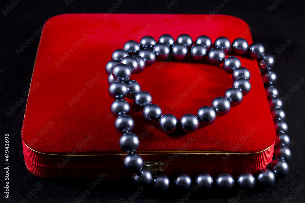 Jewelry box with a pearl necklace