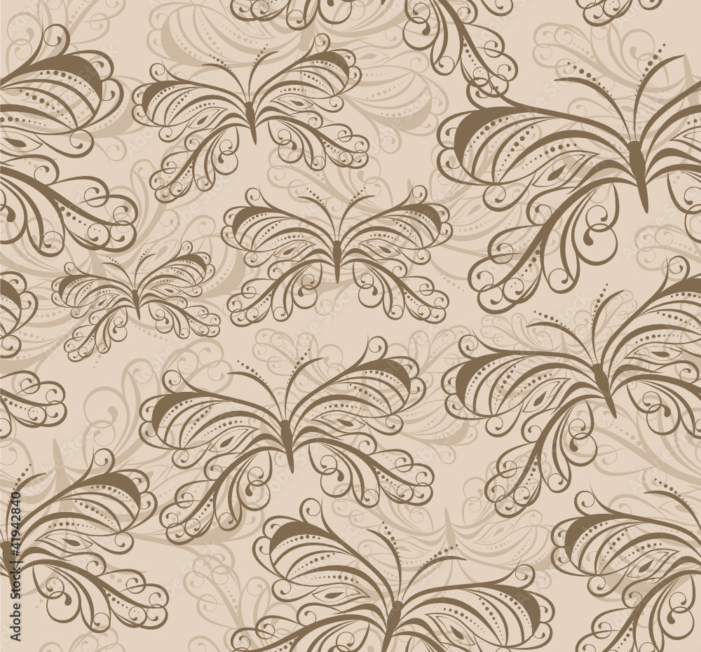 vintage seamless background with butterflies