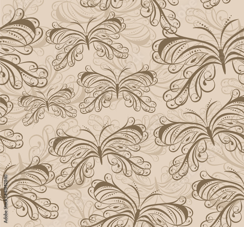 vintage seamless background with butterflies