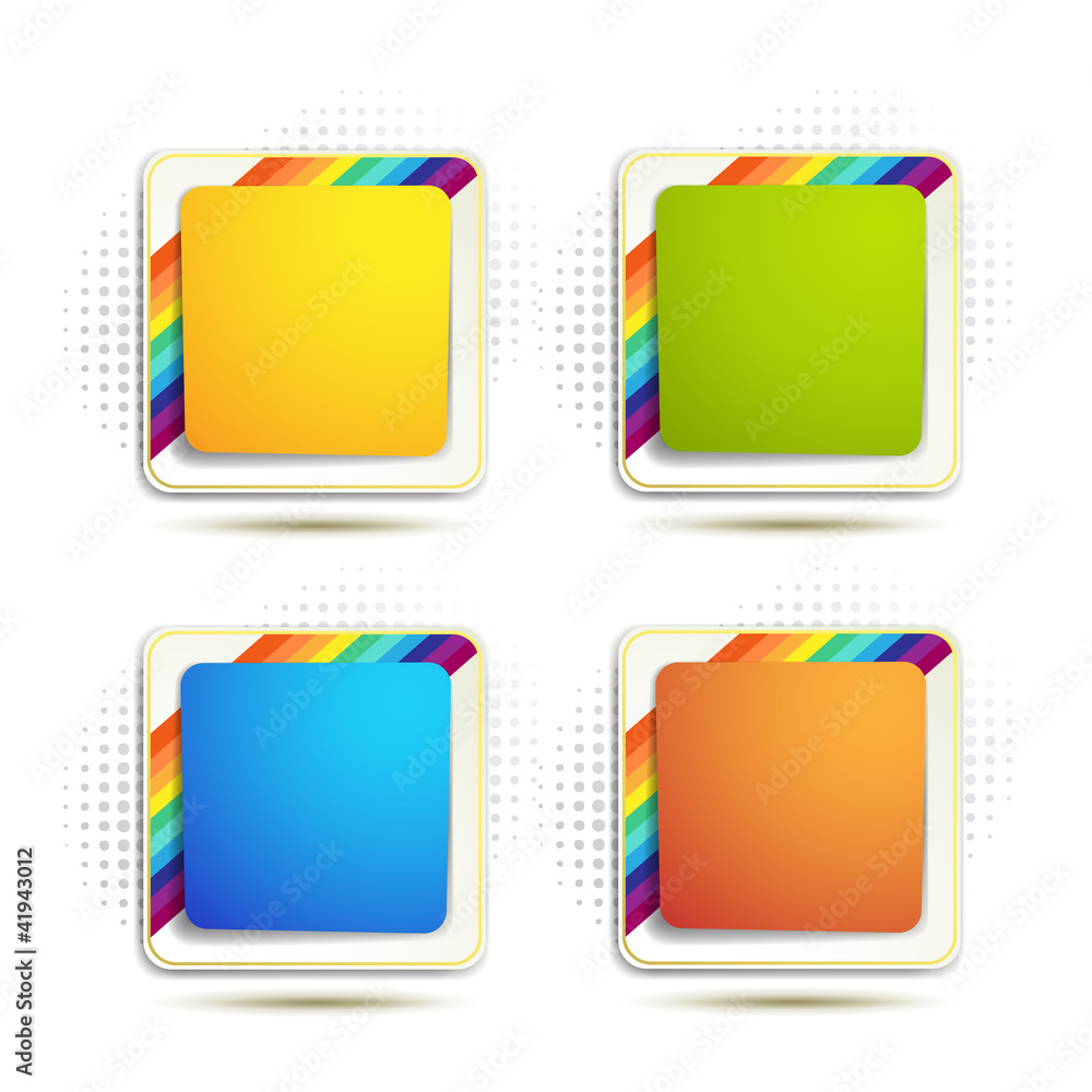 Square backgrounds with rainbow on white Square backgrounds with rainbow on white