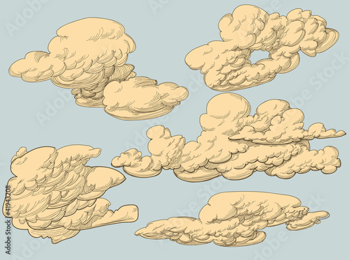 Retro style vector clouds