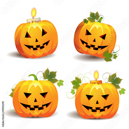 Halloween pumpkins with candle