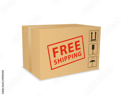 Free shipping box. Vector illustration