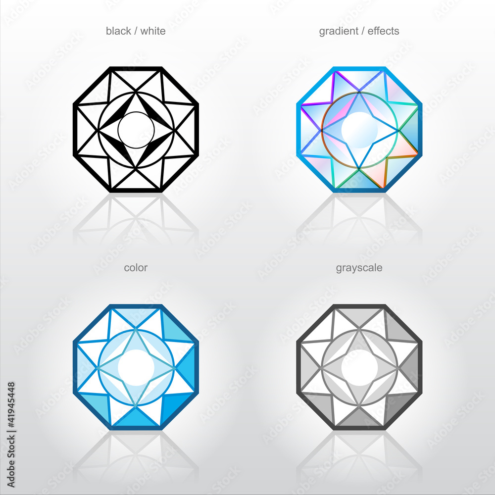 Identity sign for jewelry companies. Diamond in top view Identity sign for jewelry companies. Diamond in top view