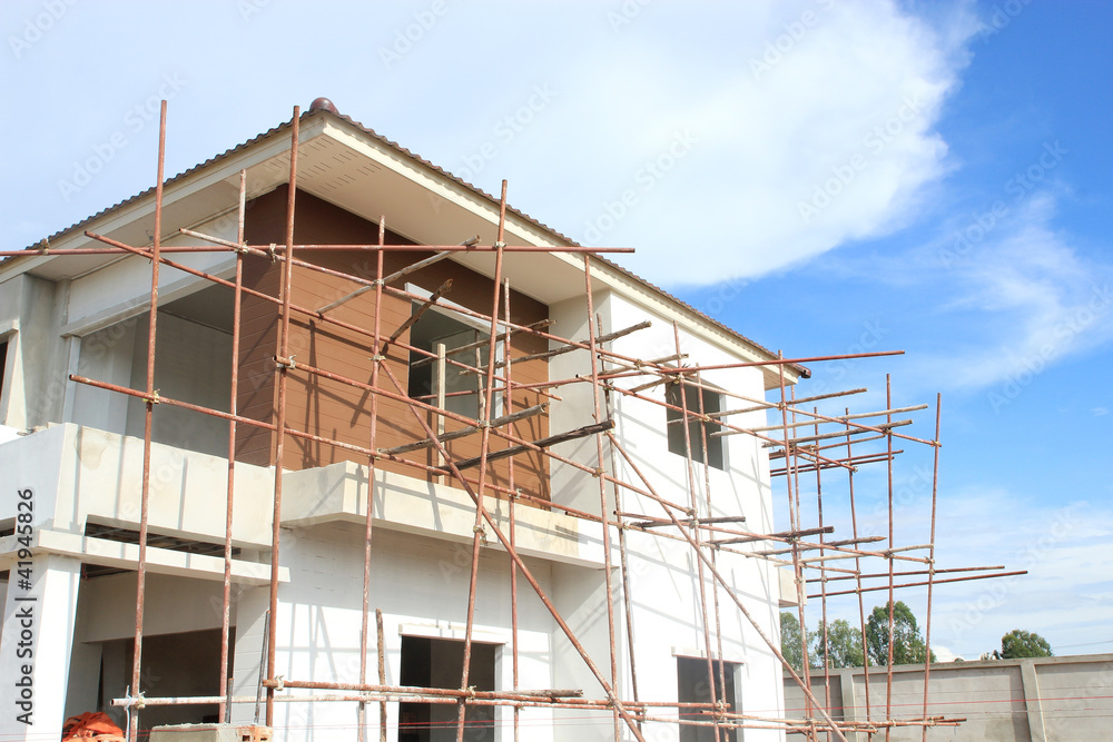 Naklejka premium Construction of new home building