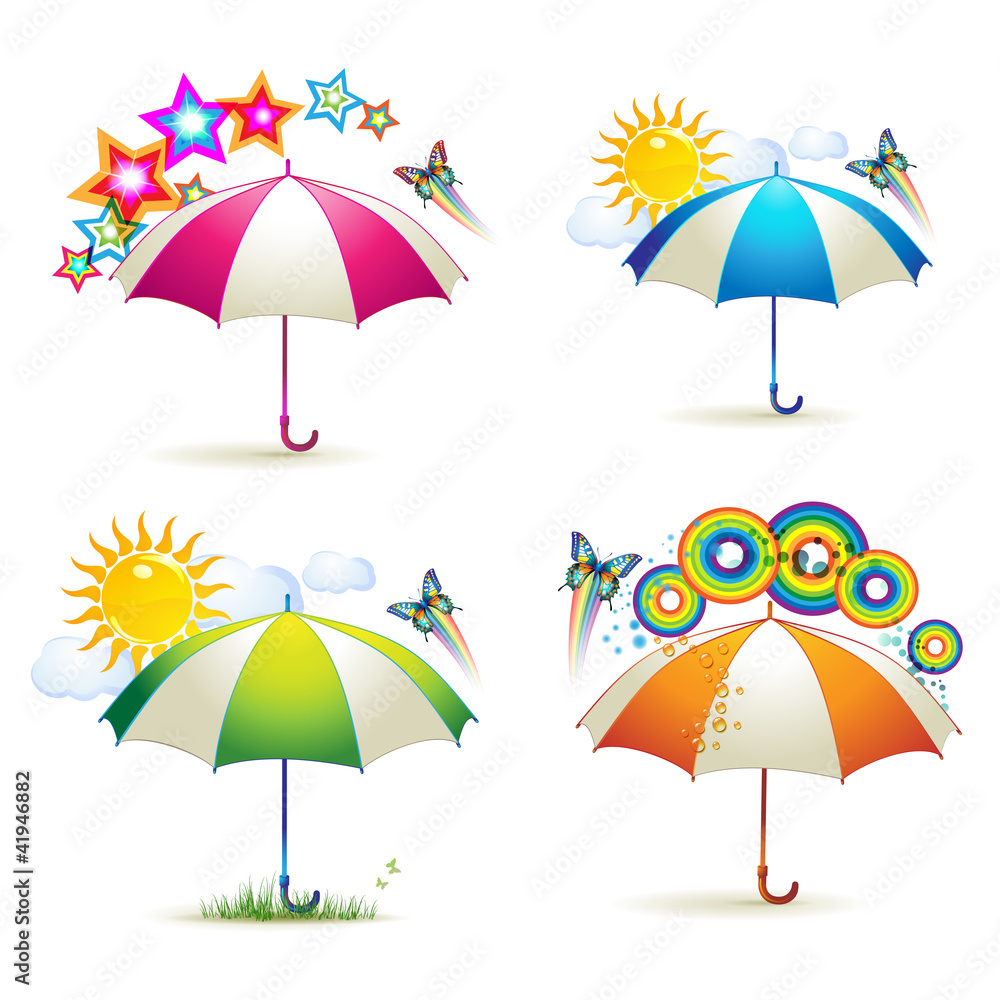Colored umbrellas with stars