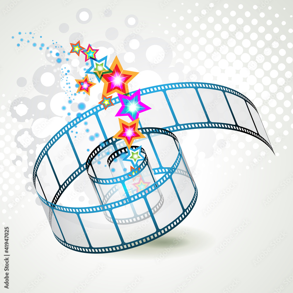 Fototapeta premium Film frames with colored stars