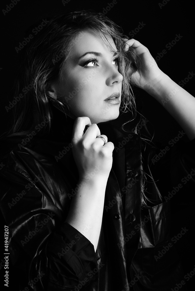 Beautiful girl blonde in black shirt Beautiful girl blonde in black shirt
