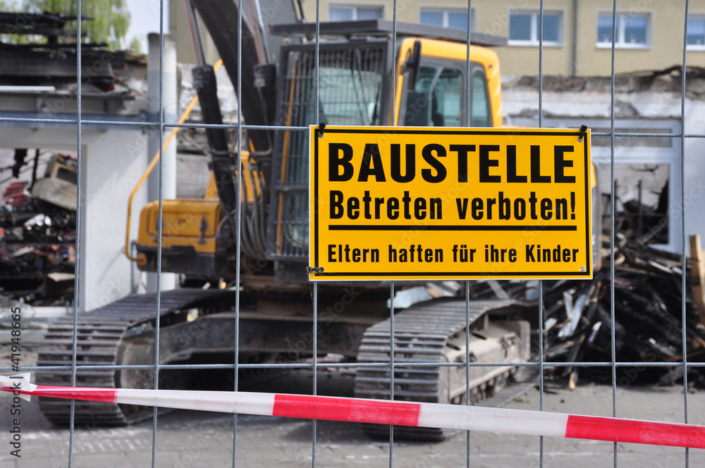 Naklejka premium baustellenschild