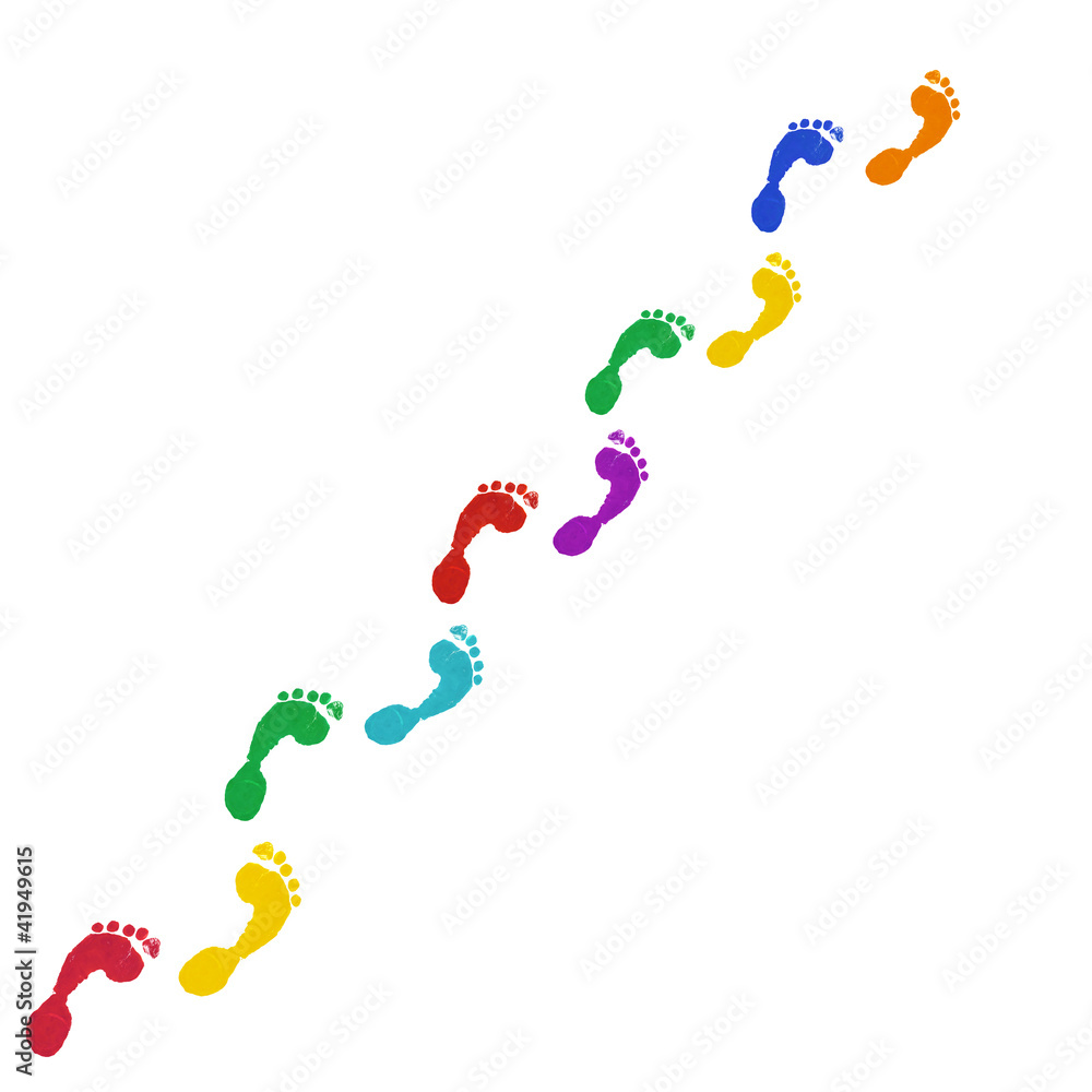 Bunte Fußspuren Stock-Foto | Adobe Stock