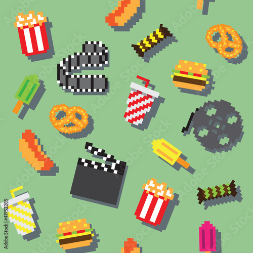 seamless vector pixel game movie pattern