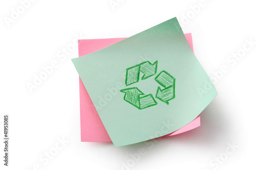 thumb tacked note with reduce reuse recycle