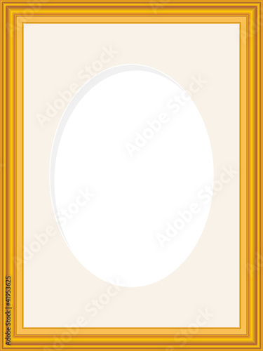 Wooden picture frame, mat board with oval opening