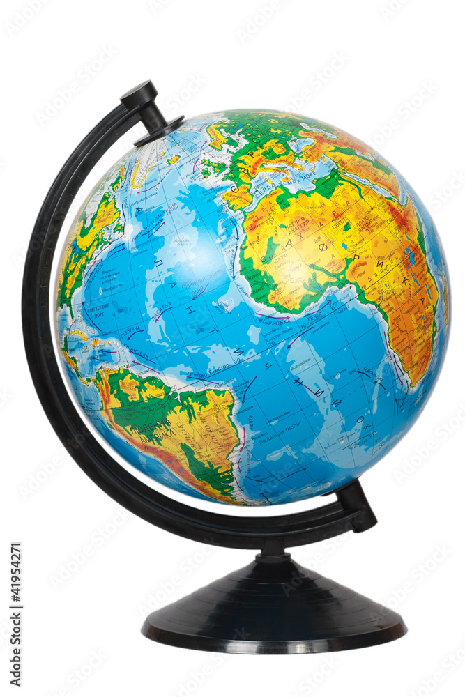 Obraz premium Globe in Ukrainian language isolated on white