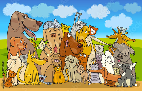 Group of Cats and Dogs