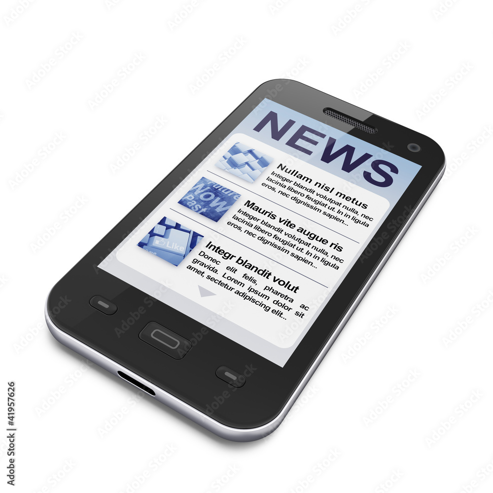 Digital news on smartphone screen Digital news on smartphone screen