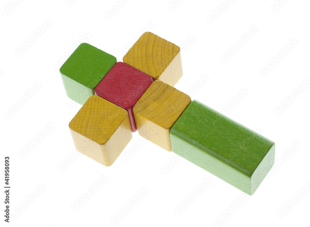 Cross concept wooden cubes Cross concept wooden cubes