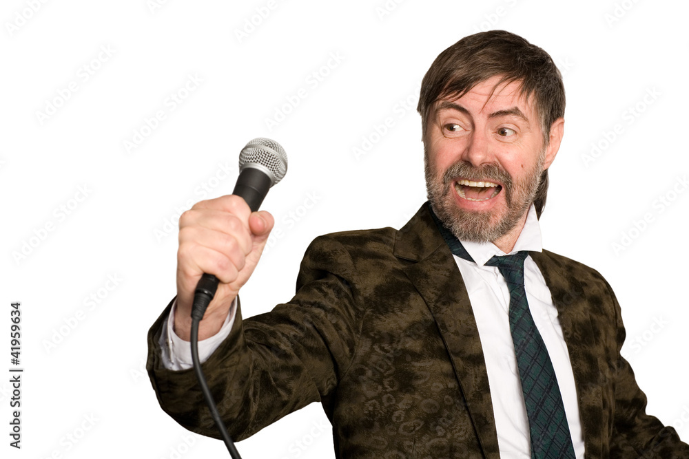 Naklejka premium Man sings american blues