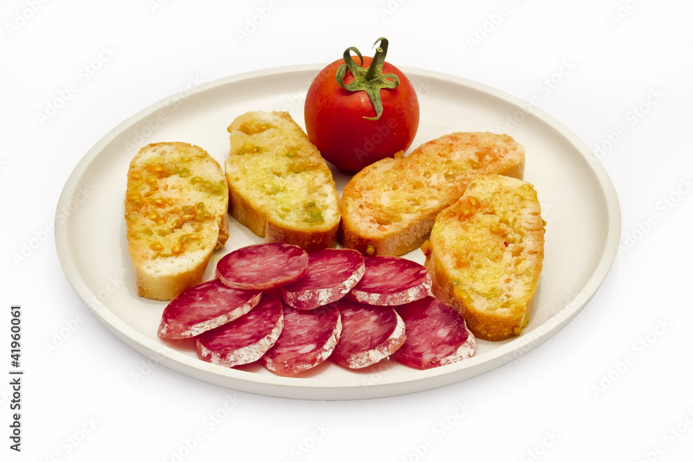 tomato rubbed on a slice of bread tomato rubbed on a slice of bread