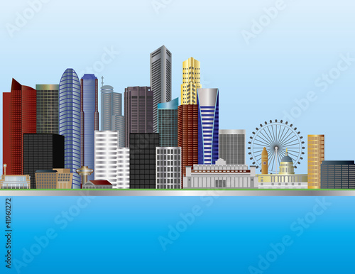 Singapore City Skyline Illustration