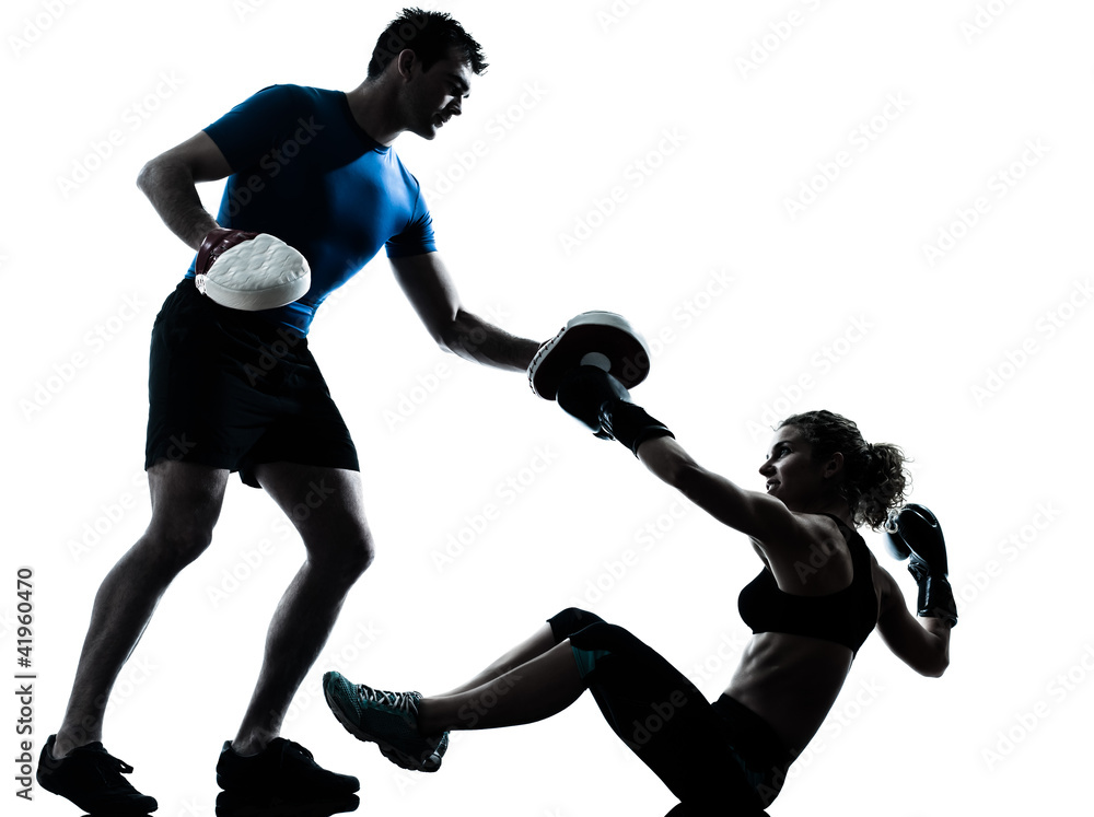 man woman boxing training man woman boxing training