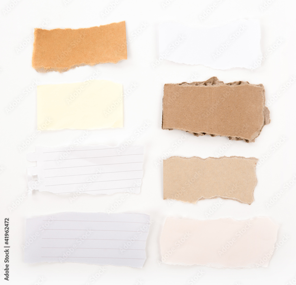 Collection of old note paper paper on white background Collection of old note paper paper on white background