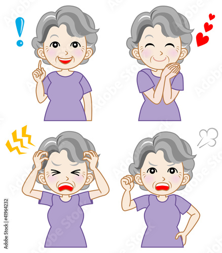 シニア女性　表情セット