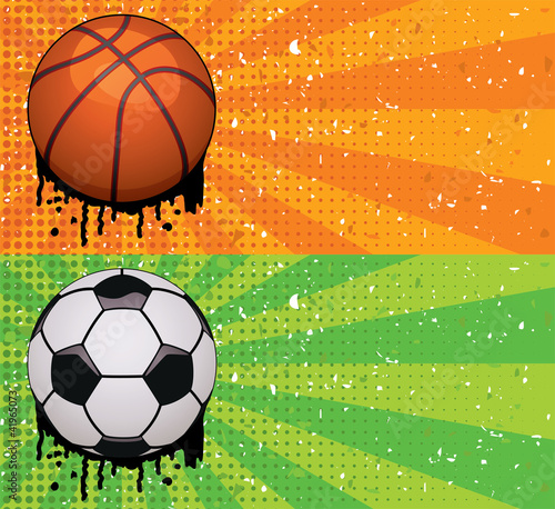 vector grunge basketball and soccer backgrounds
