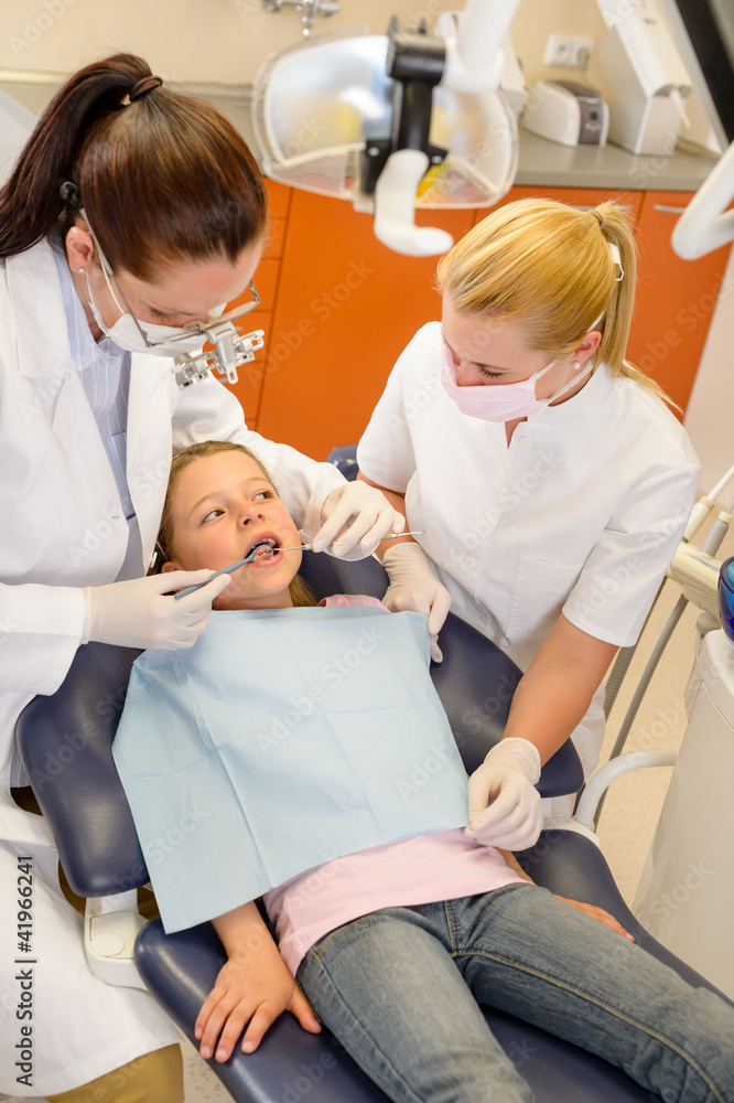 Child dental checkup at stomatology clinic