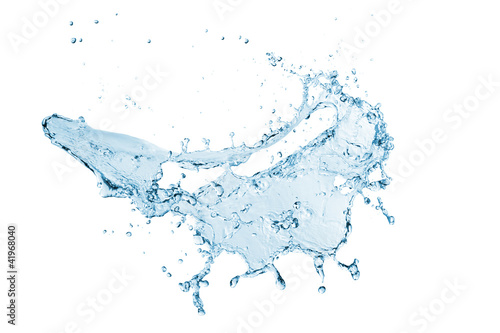 blue water splash isolated on white background