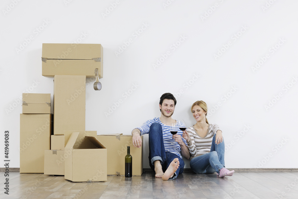 Young couple moving in new home Young couple moving in new home