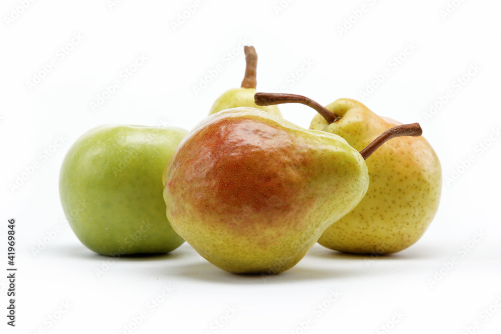 pears and apple isolated on white background pears and apple isolated on white background